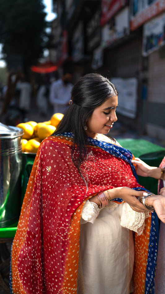 Naranji Chunri Dupatta